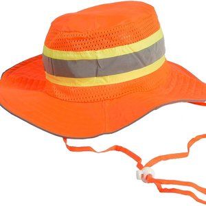 Orange high visibility Hat adjustable neck strap